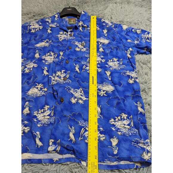 Pineapple Connection Hawaiian Shirt Mens Size XL XLarge Blue Hula Girl Palms - Picture 8 of 10